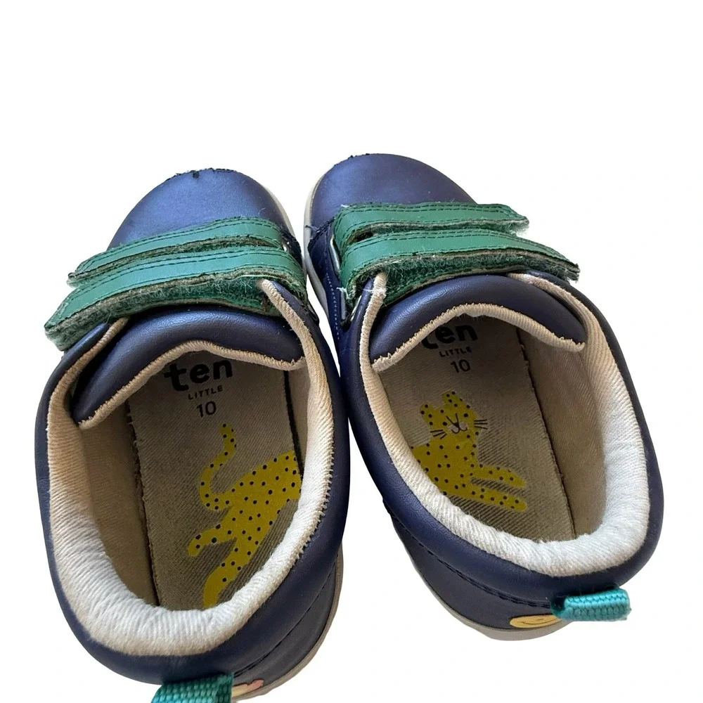 Ten Little Sneakers Navy Blue Green Kids Size 10